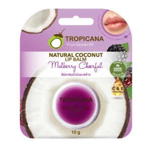 Tropicana Coconut Oil Lip Balm Tropicana, NON PRESERVATIVE formula, MULBERRY CHEERFUL scent, size 10 g.