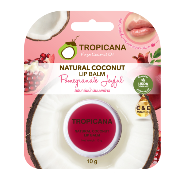 Tropicana Coconut Lip Balm for Moisturiser - Pomegranate Joyful (Non Paraben) 10g