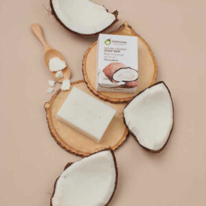 ทรอปิคานา สบู่ก้อนน้ำมันมะพร้าว Tropicana สูตร NON PRESERVATIVE กลิ่น REAL COCONUT ขนาด 100 ก.