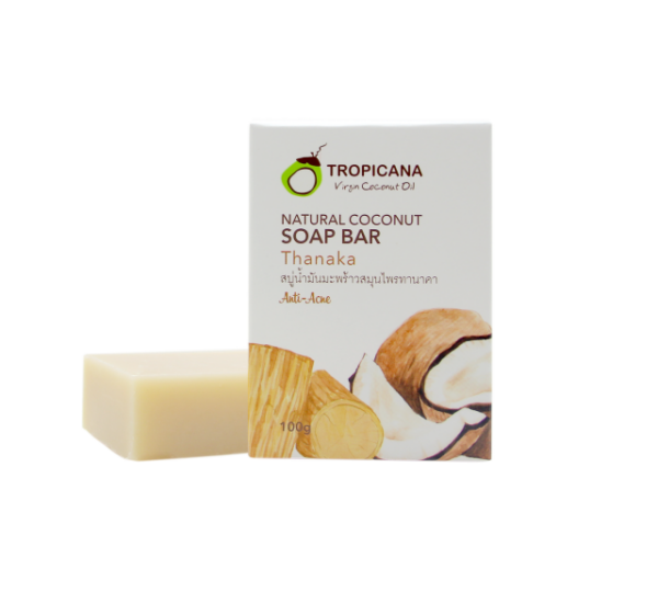 ทรอปิคานา สบู่น้ำมันมะพร้าว สุมุนไพร ทานาคา 100 กรัม Cold-Pressed Coconut oil Soap Bar Non Preservative Thanaka extract 100 ก.