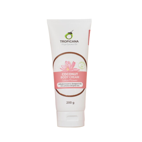 Tropicana, coconut oil skin cream, lotus extract formula, size 200 g.